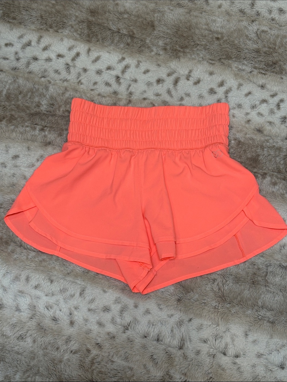 CALIA High-Waist Coral Athletic Layered Shorts, Size XXS